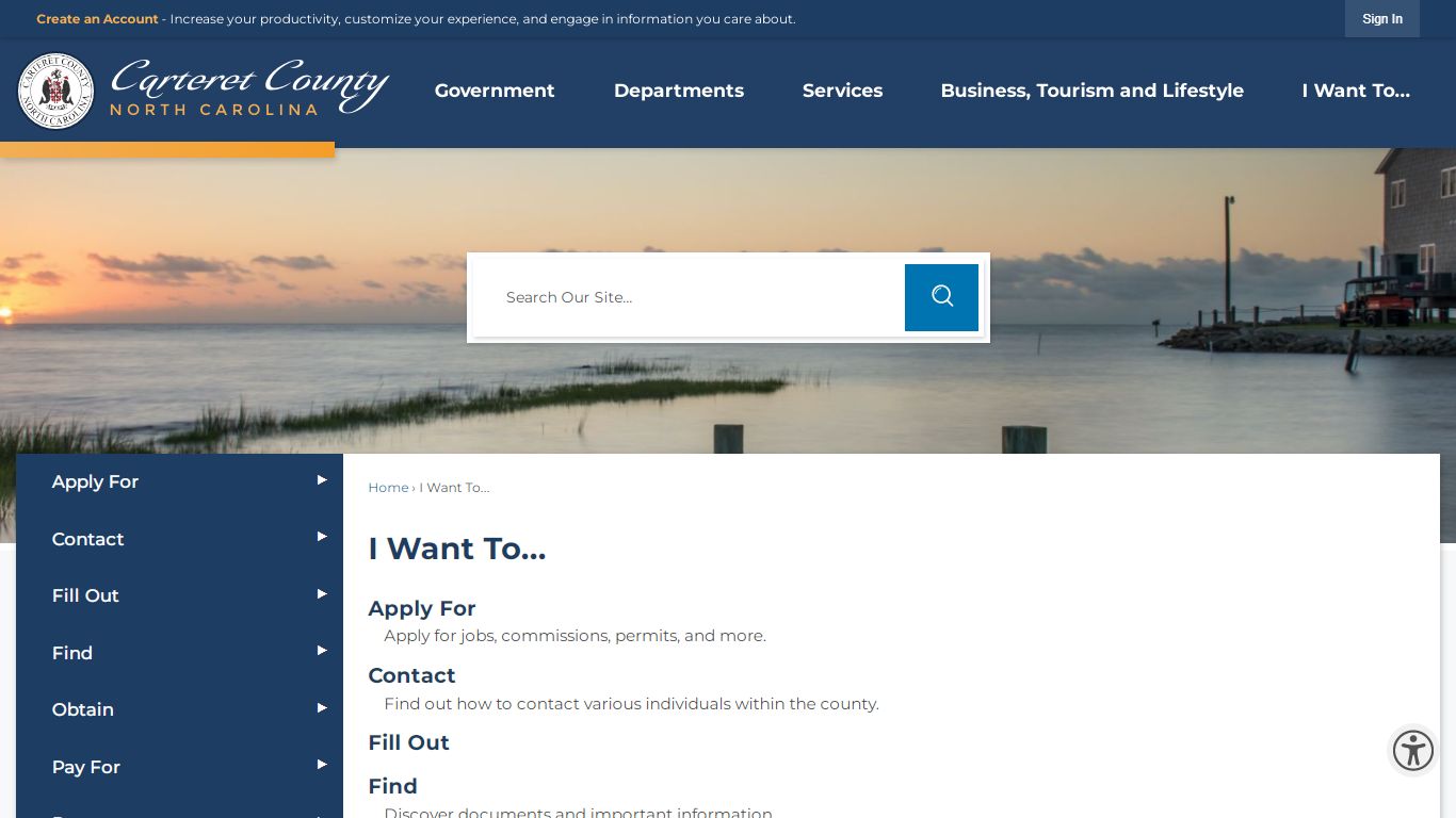 I Want To... | Carteret County, NC - Official Website